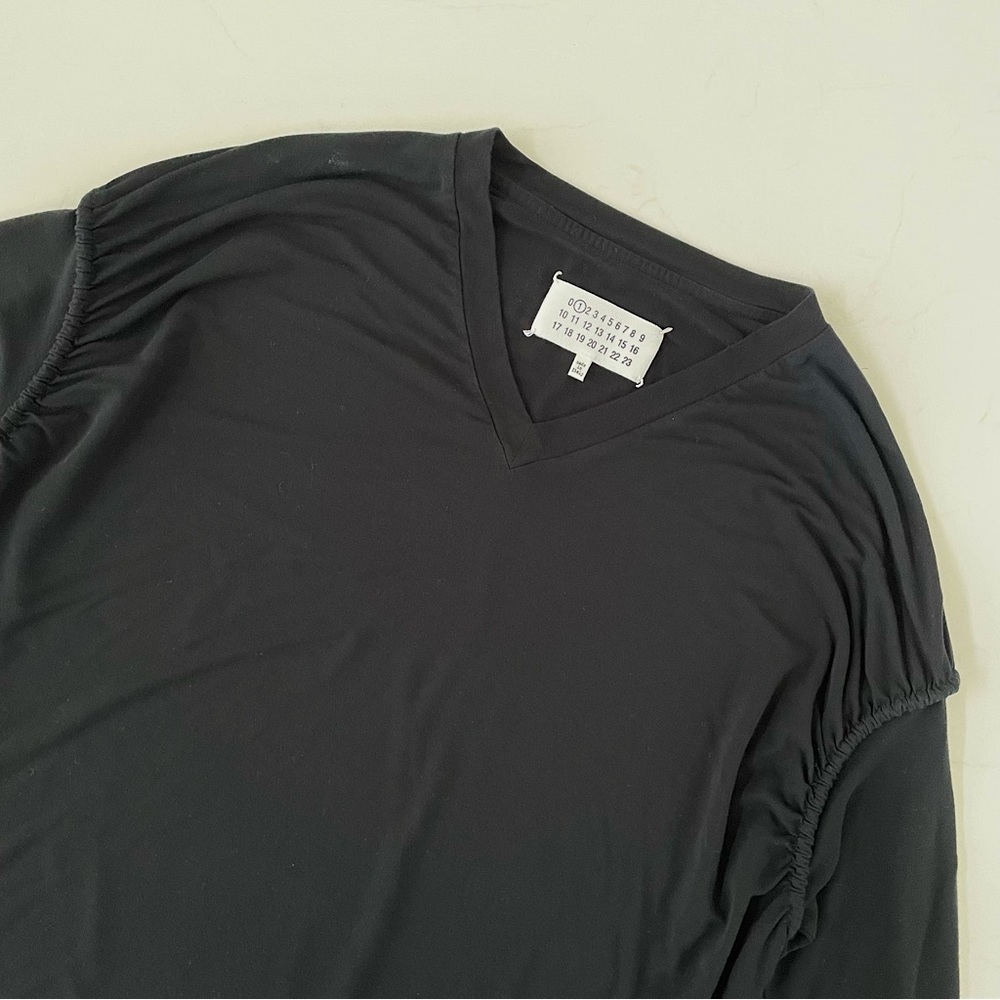 Maison Martin Margiela Gathered Shoulder Long Sleeve Tee, L